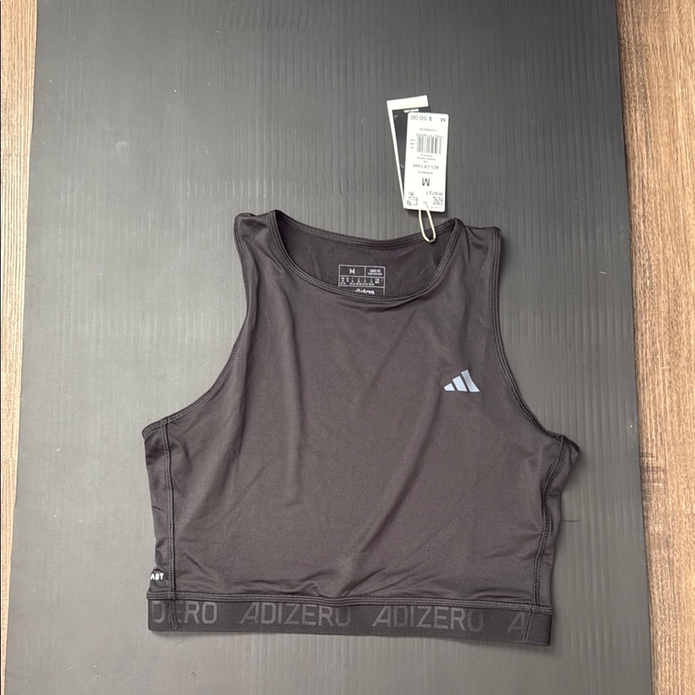 Adidas Gray Sleeveless Fitted Crop Tank Top